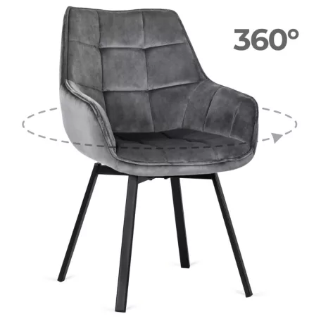 LUNA szürke bársony forgószék