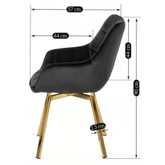 MIA fekete bársony forgószék