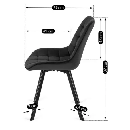 RICK Fekete Bársony Szék