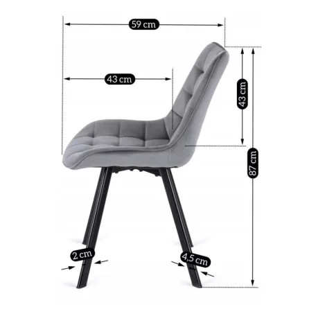 RICK szürke bársonyszék