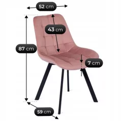 RICK Rózsaszín Bársony Szék