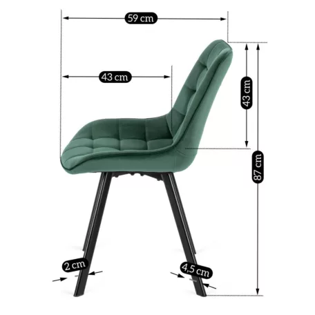 RICK zöld bársony szék