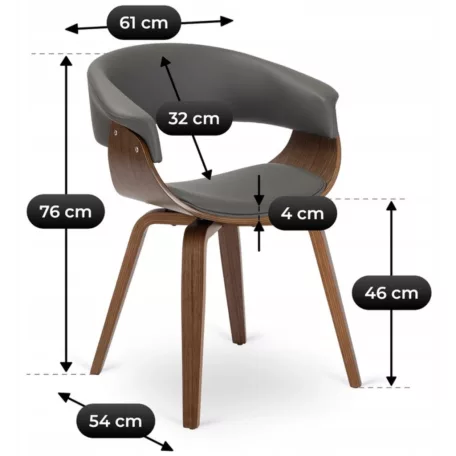 GARY Szék, Ekobőr, Szürke/Diófa