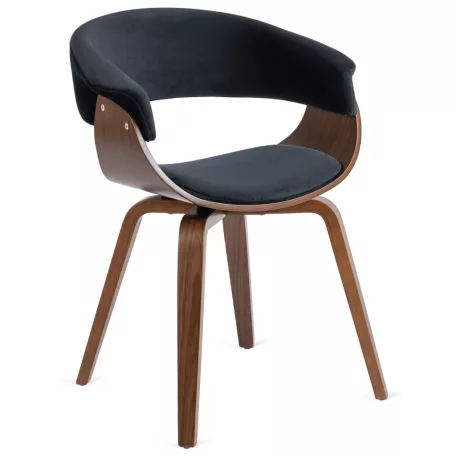 GARY Bársony Fotel Fekete/Diófa