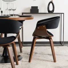 GARY Bársony Fotel Fekete/Diófa