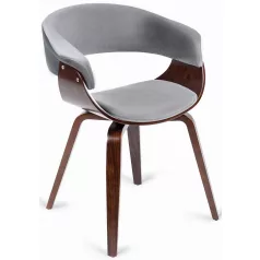 GARY Bársony Fotel Szürke/Diófa