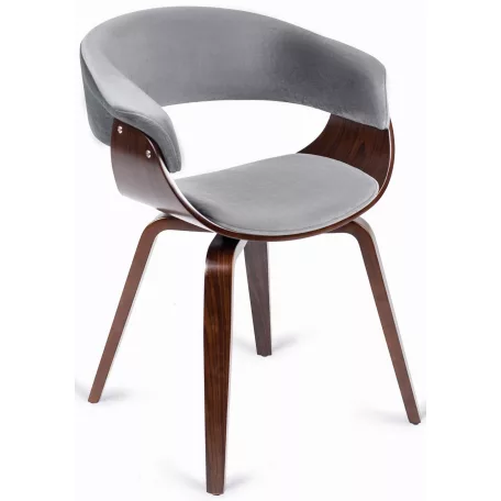 GARY Bársony Fotel Szürke/Diófa