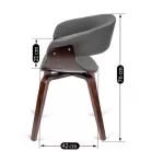 GARY Bársony Fotel Szürke/Diófa