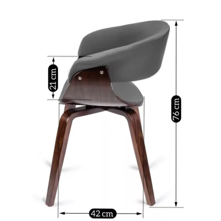 GARY Bársony Fotel Szürke/Diófa