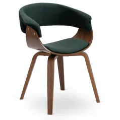 GARY Bársony Fotel Zöld/Diófa