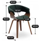 GARY Bársony Fotel Zöld/Diófa