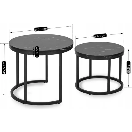 MAURO fekete márvány asztal szett