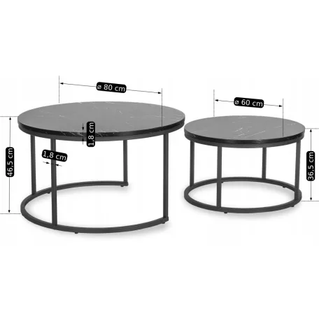 MAURO MAX fekete márvány asztal szett