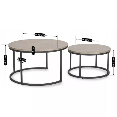 ROCKY MAX Beton/Fekete Asztal Garnitúra