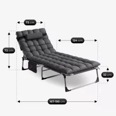 VENUS szürke kerti nyugágy kempingágy