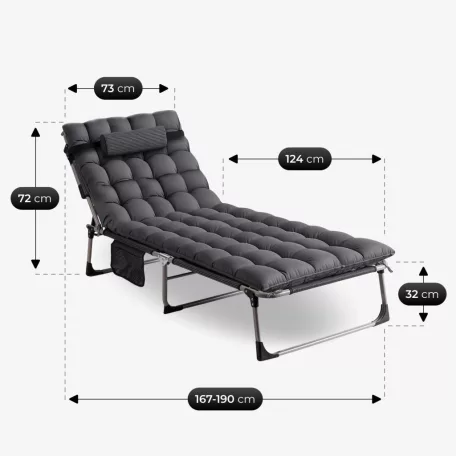 VENUS szürke kerti nyugágy kempingágy