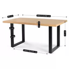 EDWIN Kihúzható asztal 160-260 cm Aranytölgy/Fekete