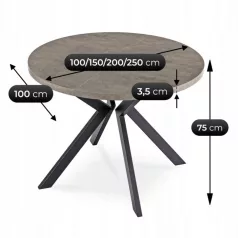 LUKAS Kihúzható asztal 100-250 cm Beton/Fekete