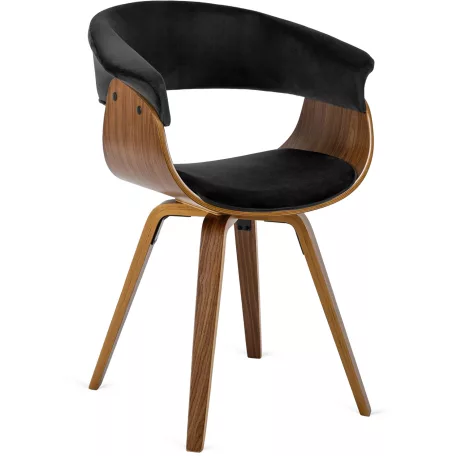 OHIO 2 szék, bársony fekete, hajlított rétegelt lemez