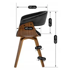 OHIO 2 szék, bársony fekete, hajlított rétegelt lemez