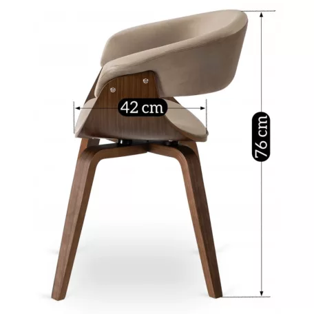 GARY Bársonyfotel Bézs/Diófa