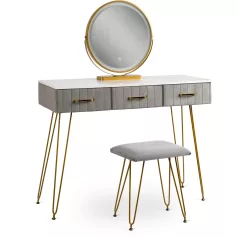 SANDY Fésülködőasztal Szürke/Arany