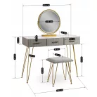 SANDY Fésülködőasztal Szürke/Arany