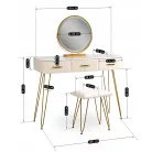 SANDY Fésülködőasztal Krém/Arany