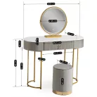 SARAH Fésülködőasztal Szürke/Arany