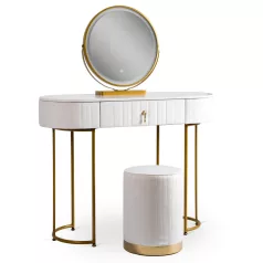 SARAH Fésülködőasztal Fehér/Arany