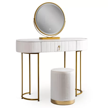 SARAH Fésülködőasztal Fehér/Arany
