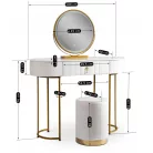 SARAH Fésülködőasztal Fehér/Arany