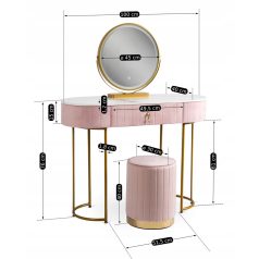 ASHLEY Rózsaszín/Arany Fésülködőasztal