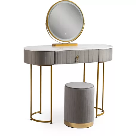 ASHLEY Fésülködőasztal Szürke/Arany