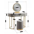 ASHLEY Fésülködőasztal Szürke/Arany