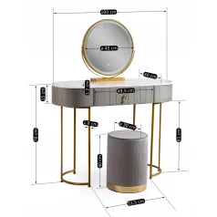 ASHLEY Fésülködőasztal Szürke/Arany