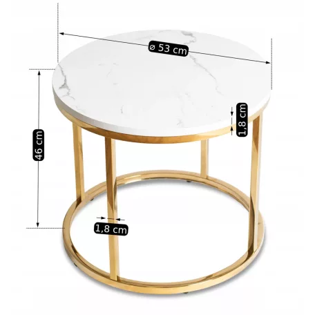 CLIFF asztal, fehér márvány/arany
