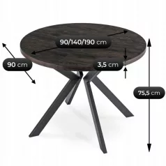 LUKAS Kihúzható Asztal 100-250 cm Fekete