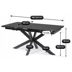 BRUNO Kerámia Kihúzható Asztal 160-240 cm Fekete