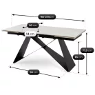 VICTOR Kerámia Kihúzható Asztal 160-240 cm Fehér Márvány/Fekete