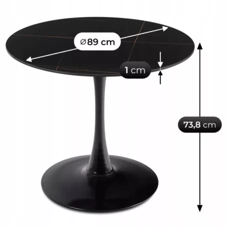 SANDER Kerámia Asztal 89 cm Fekete