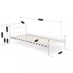 GRIFFIN Fém Ágy 90x200 Fehér