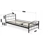 GRIFFIN Fém Ágy 90x200 Fekete