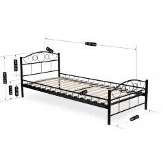 GRIFFIN Fém Ágy 90x200 Fekete