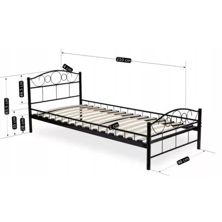 GRIFFIN Fém Ágy 90x200 Fekete