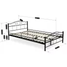 GRIFFIN Fém Ágy 120x200 Fekete