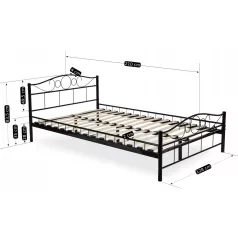 GRIFFIN Fém Ágy 120x200 Fekete