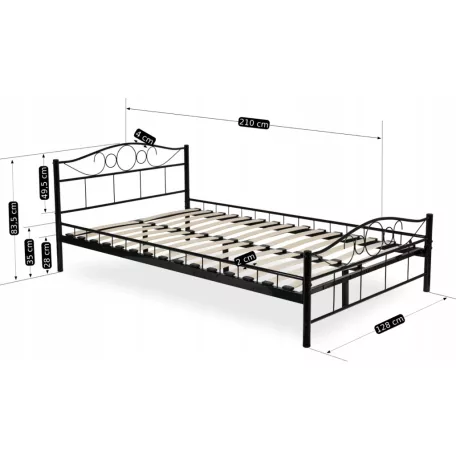 GRIFFIN Fém Ágy 120x200 Fekete