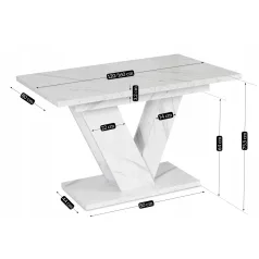 CLARK Kihúzható asztal 120-160 cm Fehér Márvány