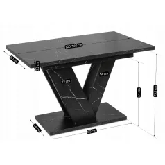 CLARK Kihúzható asztal 120-160 cm Fekete Márvány